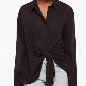 All Saints Black long sleeve Button up Shirt w/ Tie Front - Size XS